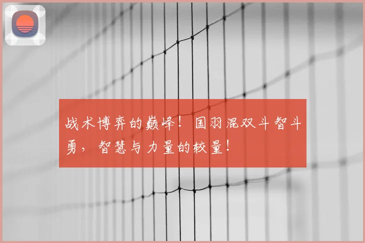 战术博弈的巅峰！国羽混双斗智斗勇，智慧与力量的较量！